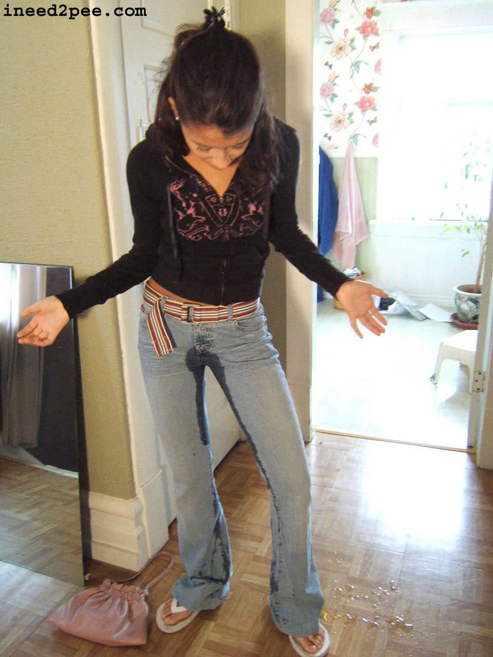Ineed2pee Pissing In Her Jeans.